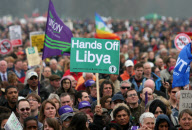 UK-LONDON-SPENDING CUTS-LIBYA-PROTEST