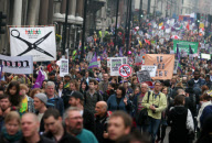 UK-LONDON-SPENDING CUTS-LIBYA-PROTEST