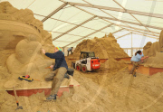 Artists at work at Sandworld indoor sand sculpture park, Weymouth, Dorset, Britain - 06 Apr 2011