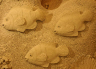 Artists at work at Sandworld indoor sand sculpture park, Weymouth, Dorset, Britain - 06 Apr 2011