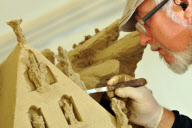 Artists at work at Sandworld indoor sand sculpture park, Weymouth, Dorset, Britain - 06 Apr 2011