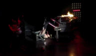 LADY GAGA FALLS OFF PIANO IN SHOW