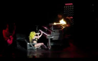 LADY GAGA FALLS OFF PIANO IN SHOW