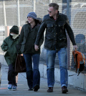 Jennifer Connelly, Paul Bettany and children head to school