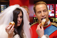 Prince William and Kate Middleton look-a-likes promote Alison Jackson's book 'Up the Aisle', London, Britain - 01 Apr 2011