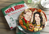 Papa JohnÃ?s Royal Wedding Day Pizza Portrait created to commemorate Prince William's marriage to Kate Middleton, London, United Kingdom
Papa Johnâ??s Royal Wedding Day Pizza Portrait created to commemorate Prince William's marriage to Kate Middleton, Lon