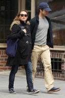 A Pregant Natalie Portman Walks with Fiance in the West Village