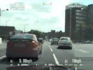 Car thief being chased by police smashes through level crossing moments before train passes, Cambridgeshire, Britain - Apr 2011