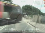 Car thief being chased by police smashes through level crossing moments before train passes, Cambridgeshire, Britain - Apr 2011