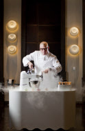 Celebrity chef Heston Blumenthal at his restaurant 'Dinner by Heston Blumenthal'