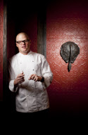 Celebrity chef Heston Blumenthal at his restaurant 'Dinner by Heston Blumenthal'