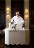 Celebrity chef Heston Blumenthal at his restaurant 'Dinner by Heston Blumenthal'