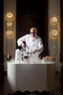 Celebrity chef Heston Blumenthal at his restaurant 'Dinner by Heston Blumenthal'