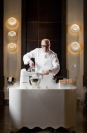 Celebrity chef Heston Blumenthal at his restaurant 'Dinner by Heston Blumenthal'