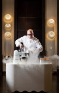 Celebrity chef Heston Blumenthal at his restaurant 'Dinner by Heston Blumenthal'