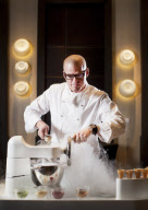 Celebrity chef Heston Blumenthal at his restaurant 'Dinner by Heston Blumenthal'