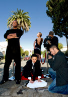 Artists David Luciano and Claudia Ficca turn potholes into works of art, Montreal, Canada - 2009