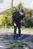Artists David Luciano and Claudia Ficca turn potholes into works of art, Montreal, Canada - 2009