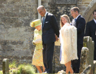 Christening of Savannah Phillips at the Church of the Holy Cross in Avening, Gloucestershire, Britain  - 25 Apr 2011