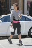 Katie Holmes treats herself to a Coffee and Pastry after the Gym