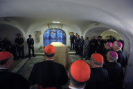 The coffin of Pope John Paul II is exhumed ahead of his beatification, the Vatican, Rome, Italy - 29 Apr 2011