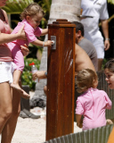 ROGER FEDERER AND HIS WIFE AND TWINS DURING FREE DAY AFTER LOSE WITH RAFA NADAL YESTERDAY IN SONY ERICSSON SEMI FINAL
