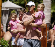 ROGER FEDERER AND HIS WIFE AND TWINS DURING FREE DAY AFTER LOSE WITH RAFA NADAL YESTERDAY IN SONY ERICSSON SEMI FINAL