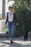 January Jones takes her dog for a Walk