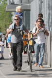LIEV SCHRIBER AND SON ALEXANDER SPEND THE AFTERNOON TOGETHER BIKING AND PLAYING.