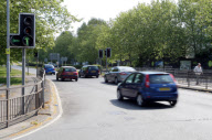 Roxanne the dove builds her nest in a red traffic light at a busy road junction, Basildon, Essex, Britain - 08 May 2011