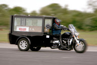 Reverend Ray Biddiss Who Has Become the First Man to Reach 100mph in a Hearse, York, Britain - 10 May 2011