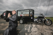 Reverend Ray Biddiss Who Has Become the First Man to Reach 100mph in a Hearse, York, Britain - 10 May 2011