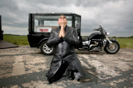 Reverend Ray Biddiss Who Has Become the First Man to Reach 100mph in a Hearse, York, Britain - 10 May 2011
