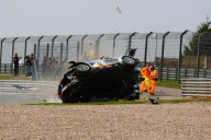 ADAC Masters Weekend auf dem Sachsenring: Crash des Mercedes-Benz SLS AMG GT3 vom Team Black Falcon