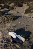 Discarded shoe on Balos Beach, Crete, Greece