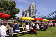 Guinness World Record breaking longest picnic table, London, Britain - 25 May 2011
