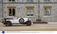Duke of Edinburgh viewing a parade of MG cars driving around the Quadrangle of Windsor Castle, Britain - 25 Apr 2009