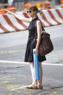 Carey Mulligan Hails a Cab Carrying a Yoga Mat
