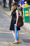 Carey Mulligan Hails a Cab Carrying a Yoga Mat