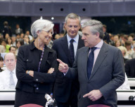 BELGIUM-BRUSSELS-EU-LAGARDE-LE MAIRE-TAJANI
