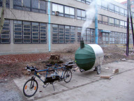 World's first bicycle sauna with fully functioning fireplace, Prague, Czech Republic - 02 Jun 2011