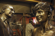 A bronze statue of Diana, Princess of Wales and Dodi Al Fayed