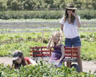 Rachel Bilson erntet mit ihren Schwestern_Rosemary und_Hattie GemŸse auf der Underwood Family Farm in Moorpark