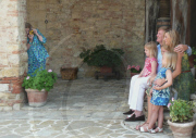 QUEEN BEATRIX  of the Netherlands and family at their vacation home in Italy