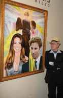 Artist Steven Vaughan creates painting featuring William, Catherine and Princess Diana, California, America - 06 Jul 2011