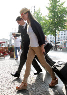 EXC HILARY SWANK ARRIVES AT BERLIN TEGEL AIRPOR