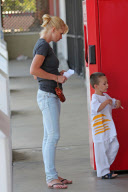 *EXCLUSIVE* Jaime Pressly has a little Karate Kid in the Making