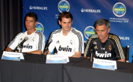 David Beckham and Cristiano Ronaldo at Herbalife Football Challenge Conference in LA