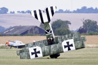 Pilot lands Fokker Dreidecker aircraft on its nose at the Imperial War Museum, Duxford, Cambridgeshire, Britain - 12 Jul 2011