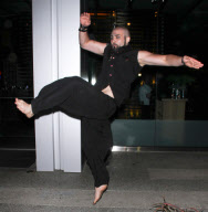 Weston Cage does the splits and martial arts at BOA Steakhouse
